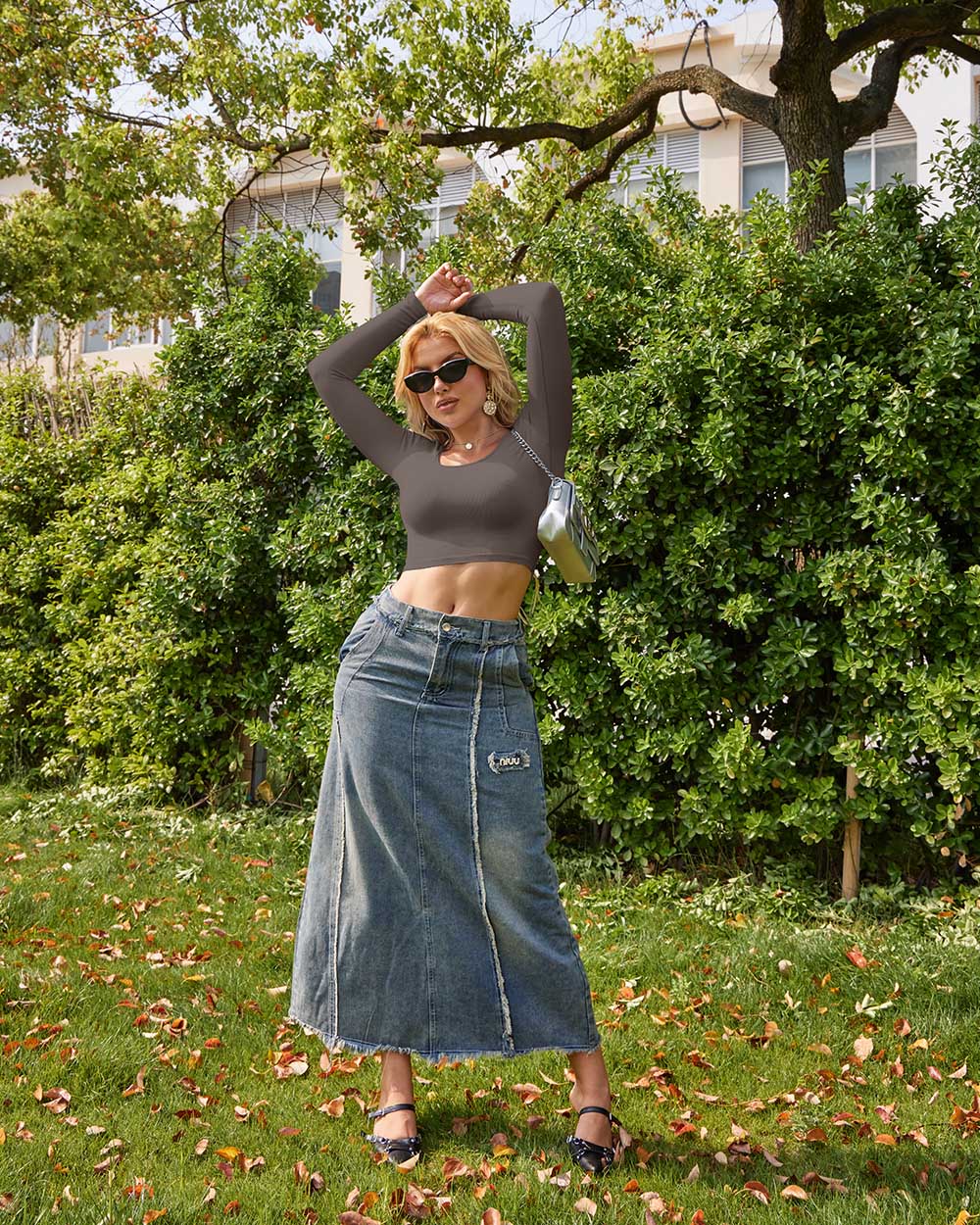 Round Neck  Crop Tops