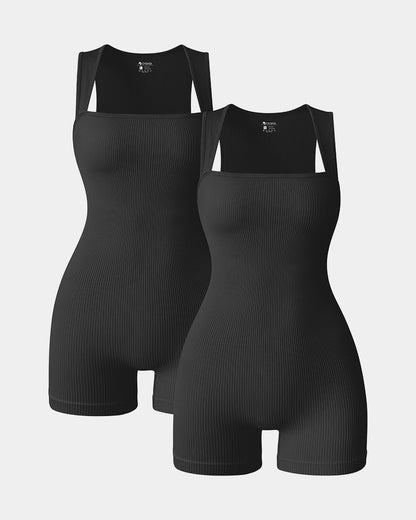Square Neck Sleeveless Rompers