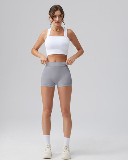 Tummy Control Side Stripes Yoga Seamless Active Shorts