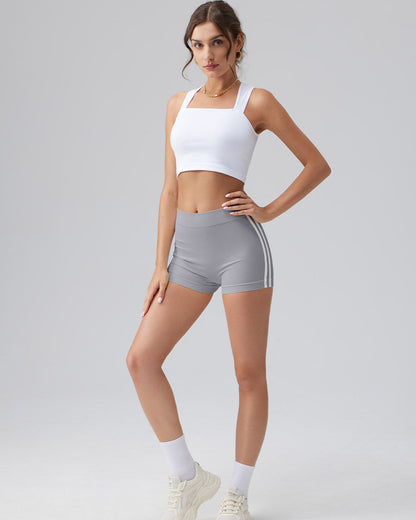 Tummy Control Side Stripes Yoga Seamless Active Shorts