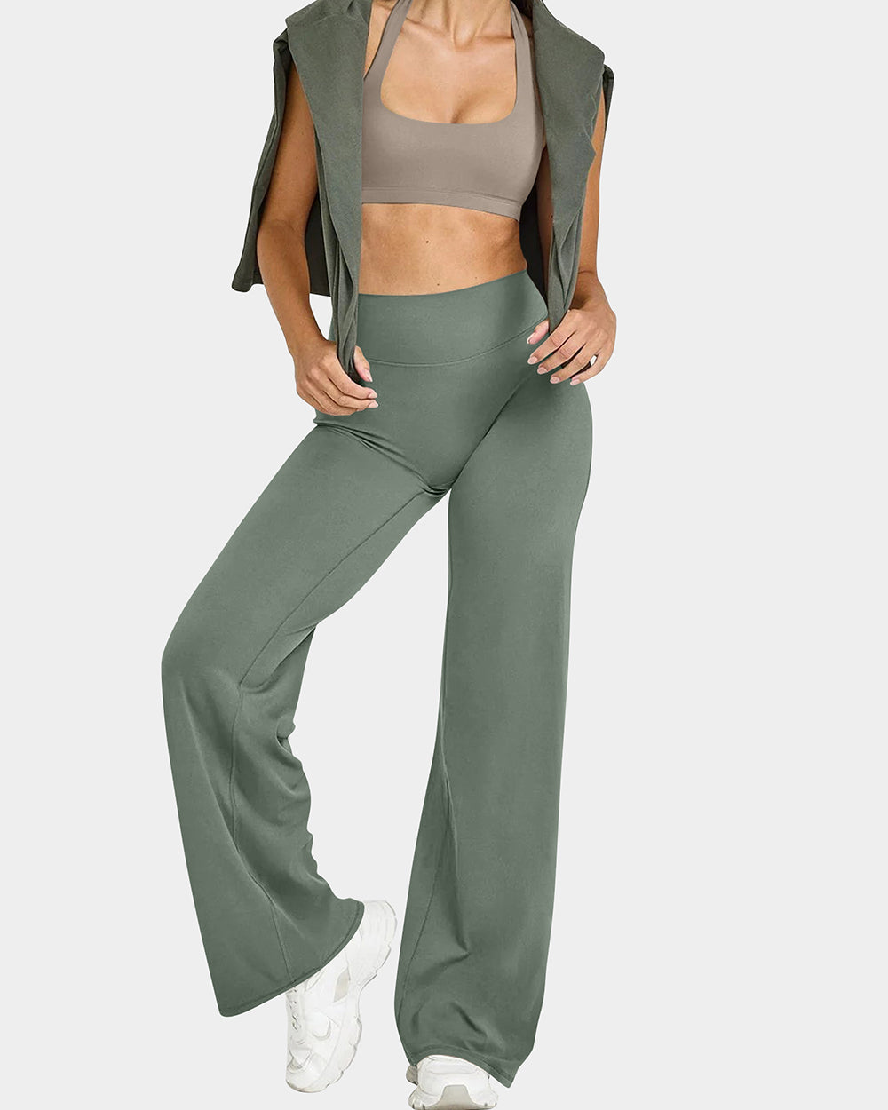 High Waist Stretch Casual Soft Straight Leg Bottoms