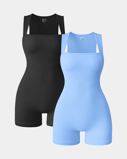 Square Neck Sleeveless Rompers
