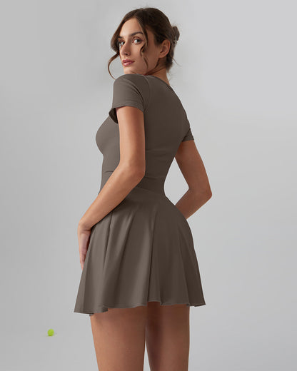Ruffle Hem Short Sleeve with Shorts Dresses