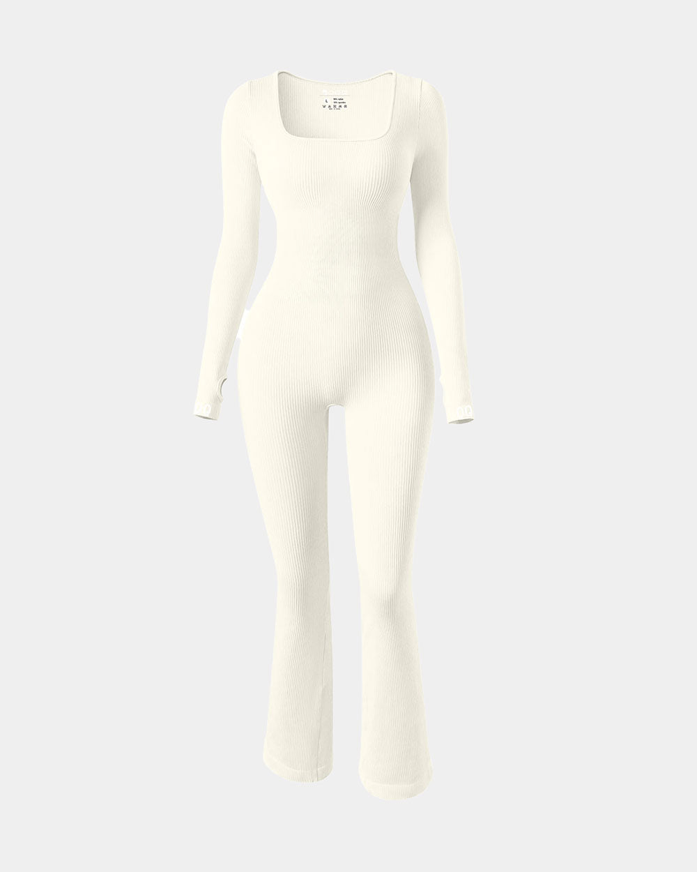 Square Neck Long Sleeve Bell Bottoms Jumpsuits