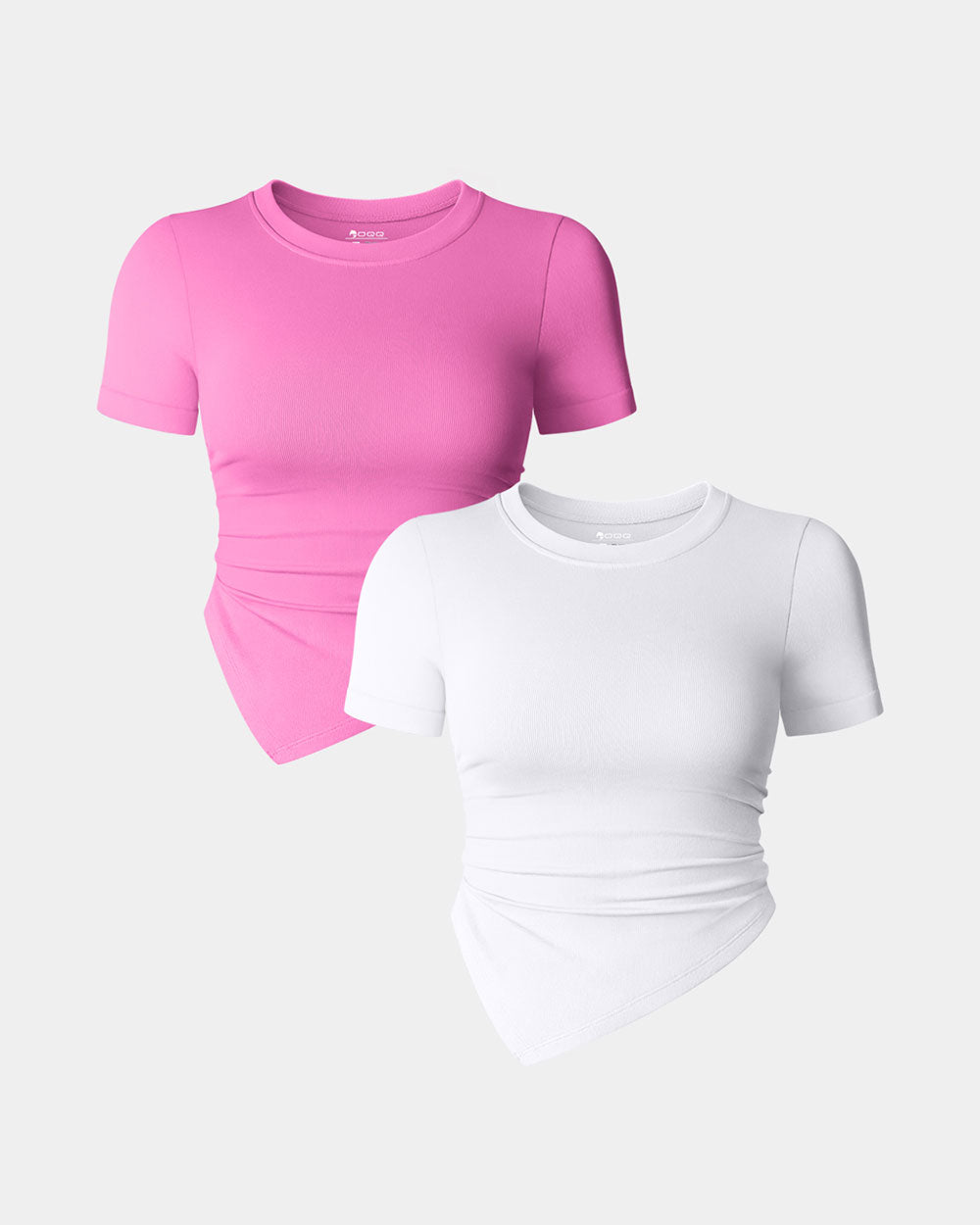 Short Sleeve Crew Neck Ruched Tee Shirts