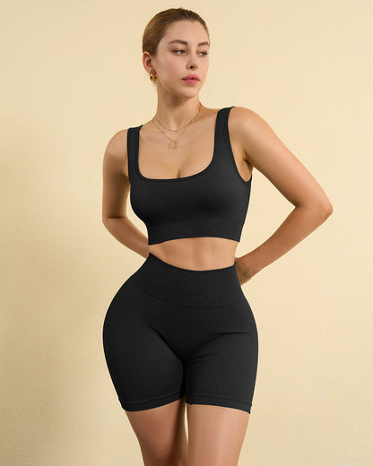 High Waist Leggings with Sports Bra Exercise Set