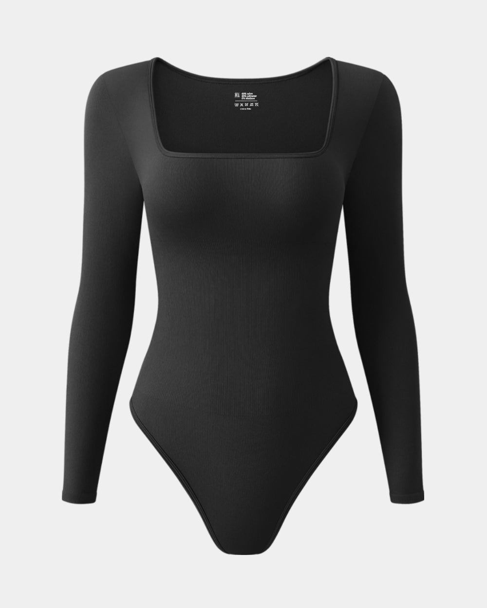 Sexy Ribbed Square Neck Long Sleeve Bodysuits