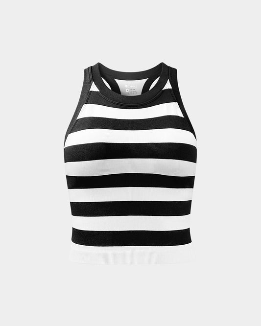 Crew Neck Striped Tank Tops