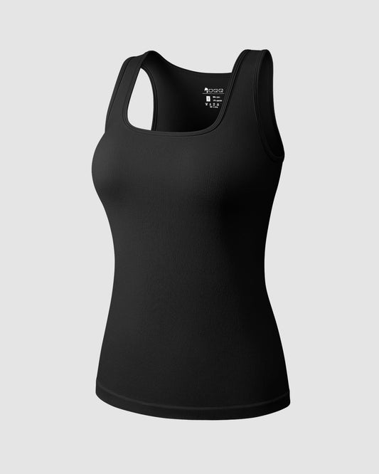 Square Neck Fitted Layer Sleeveless Tank Tops