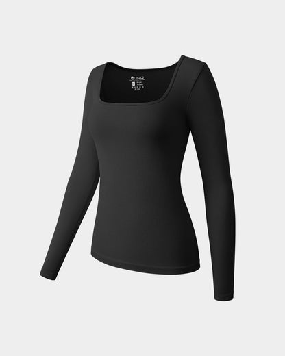 Long Sleeve Square Neck Stretch Fitted Underscrubs Layer