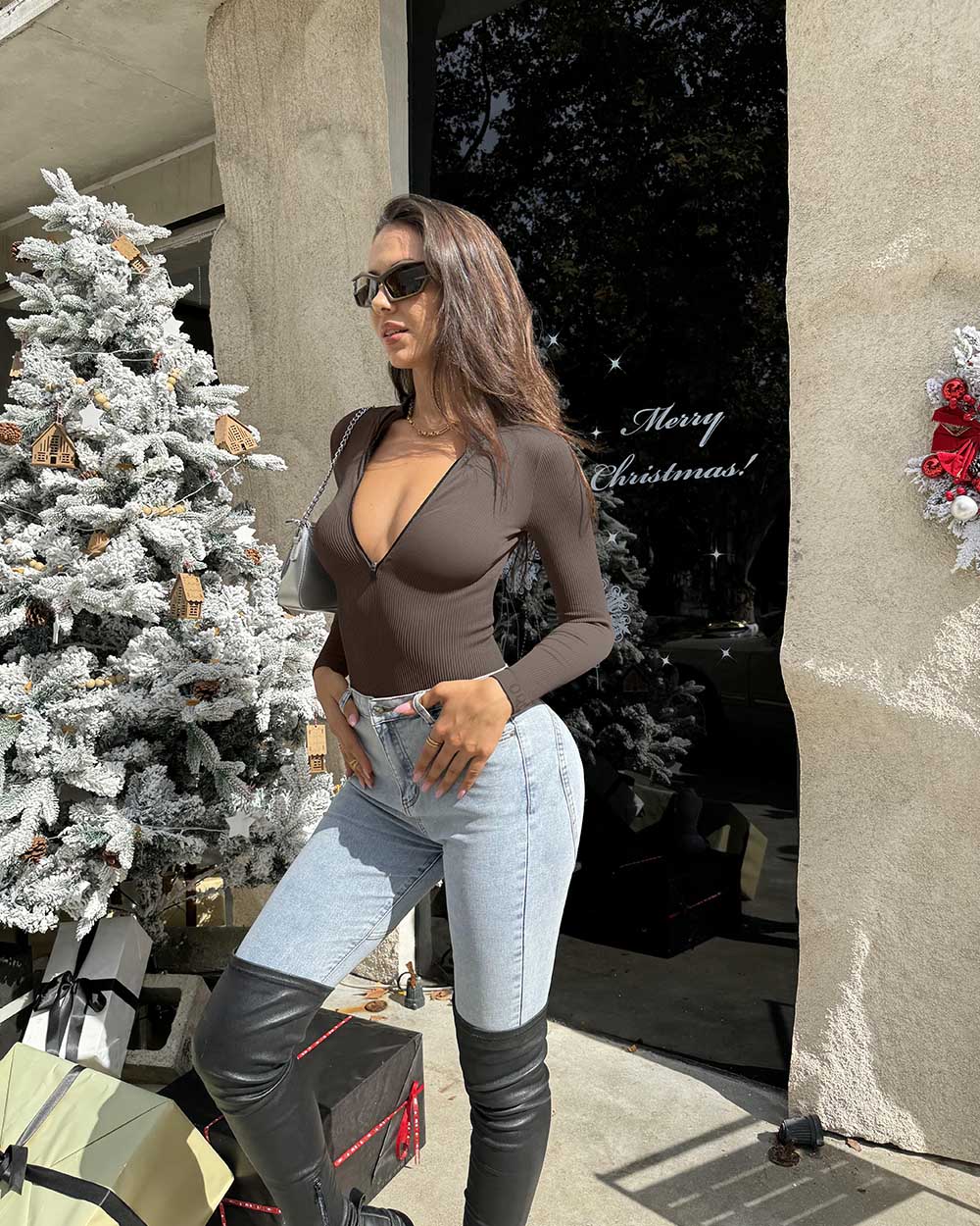 Zip Front Long Sleeve  Bodysuits