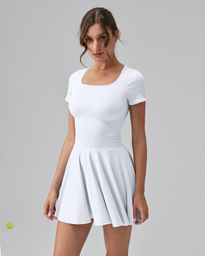 Ruffle Hem Short Sleeve with Shorts Dresses
