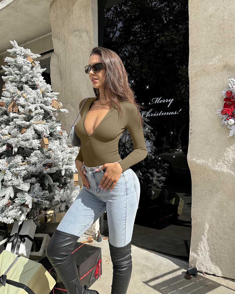 Zip Front Long Sleeve  Bodysuits