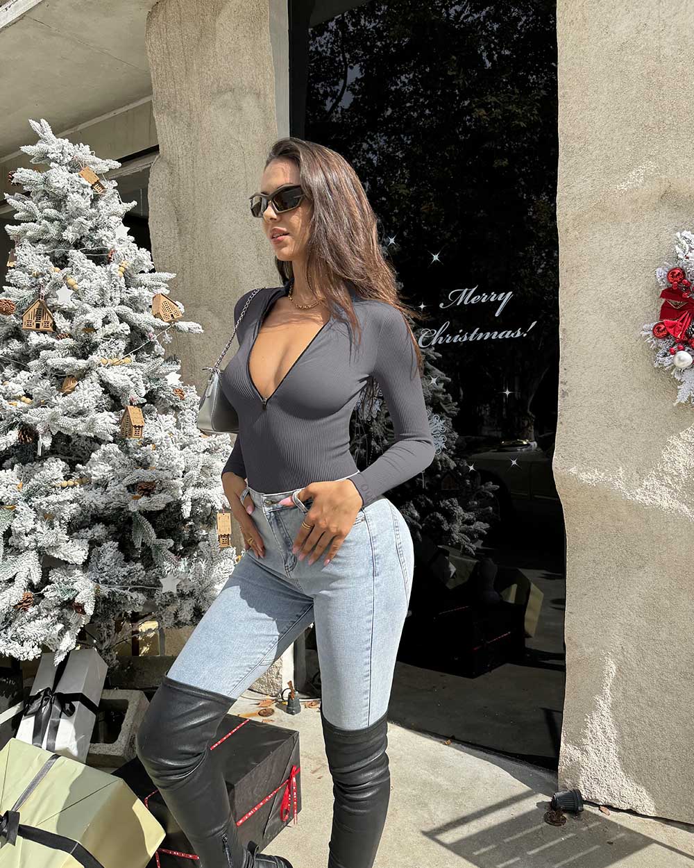 Zip Front Long Sleeve  Bodysuits