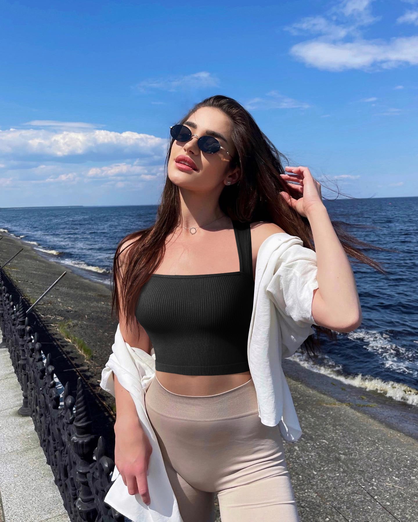 Sleeveless Square Neck Tops