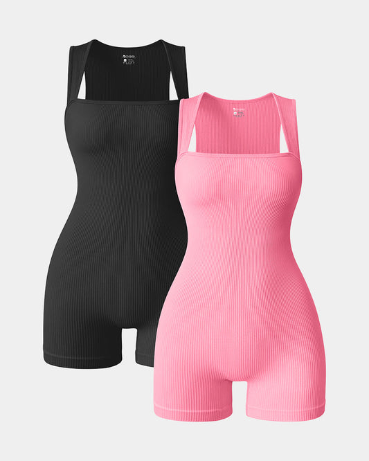 Square Neck Sleeveless Rompers