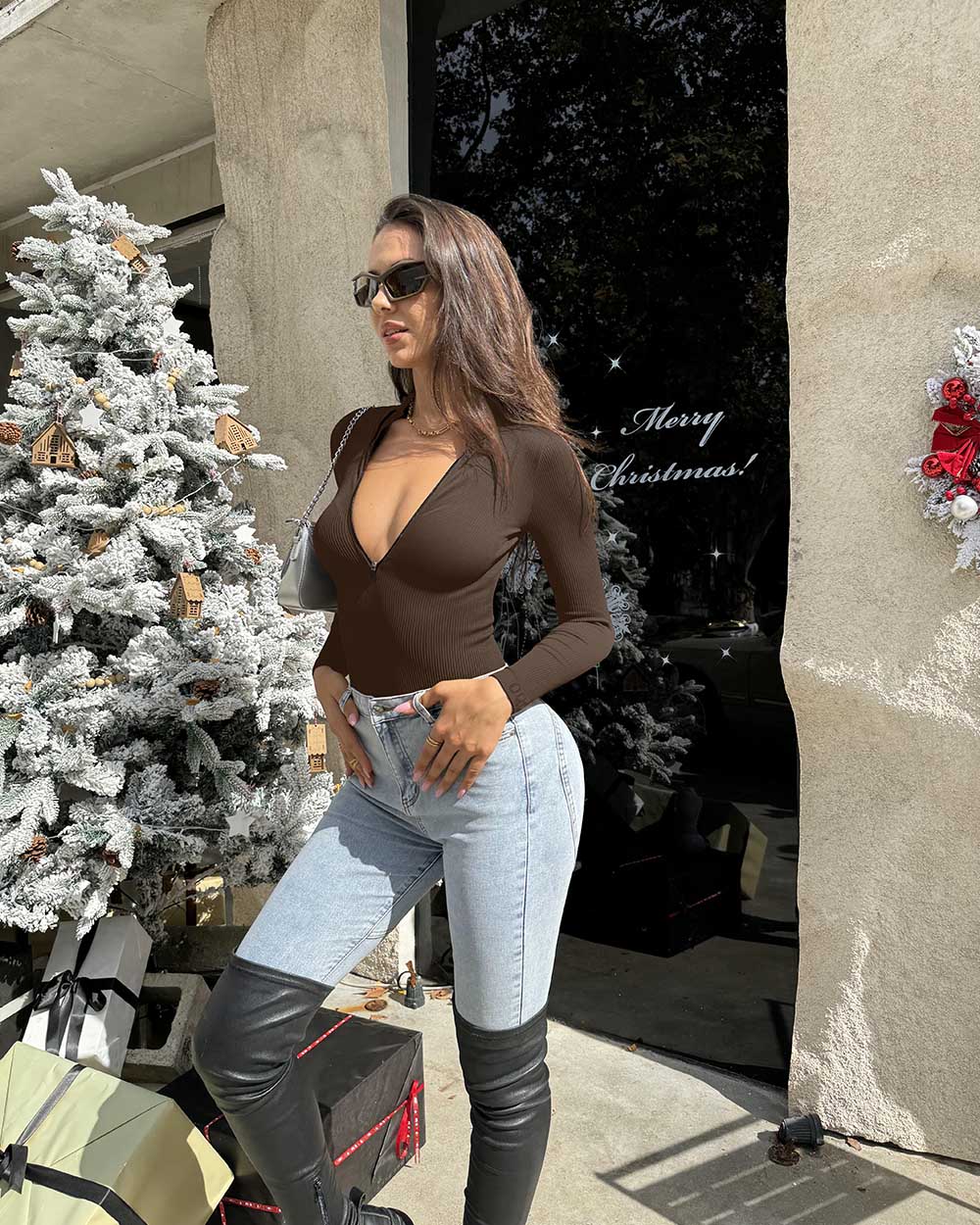 Zip Front Long Sleeve  Bodysuits