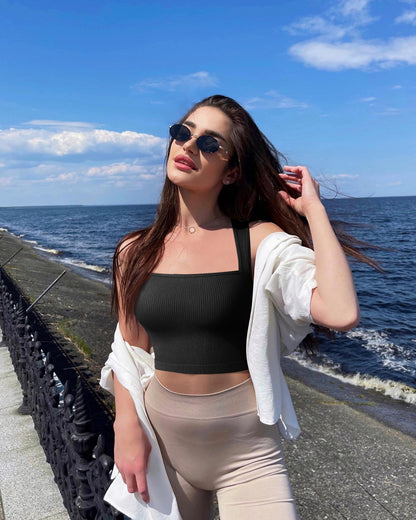 Sleeveless Square Neck Tops