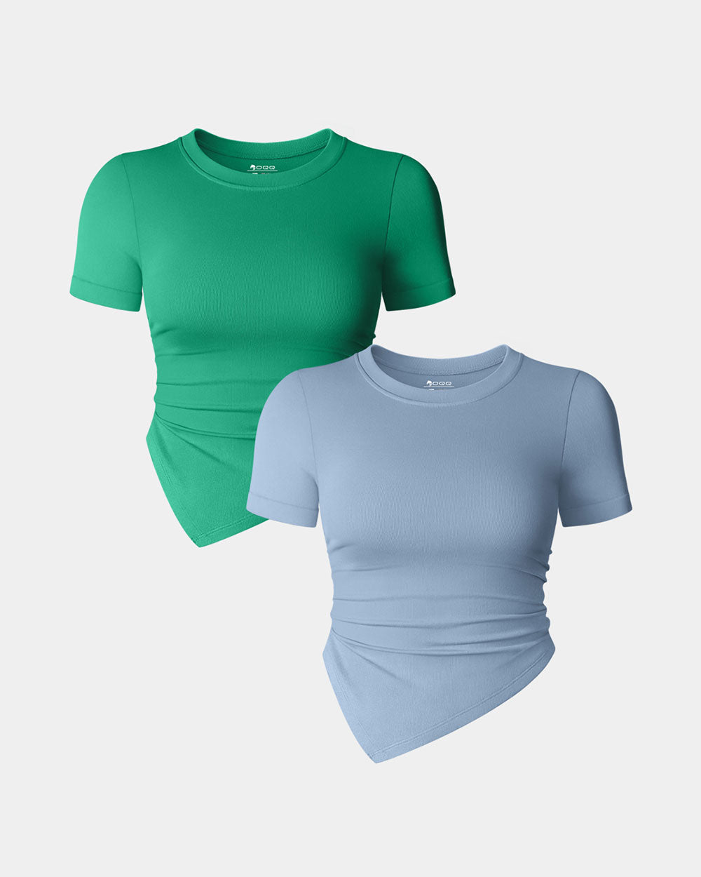 Short Sleeve Crew Neck Ruched Tee Shirts