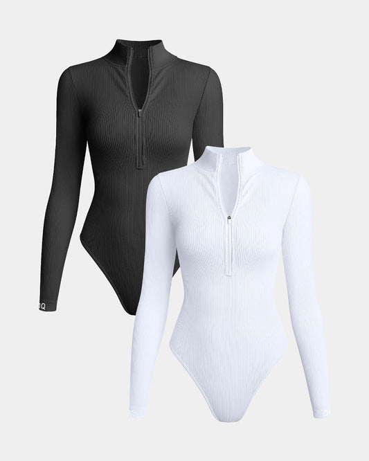 Zip Front Long Sleeve  Bodysuits