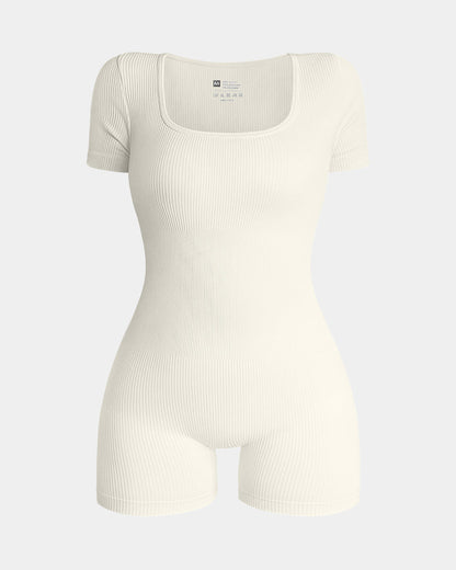 Square Neck Exercise Rompers