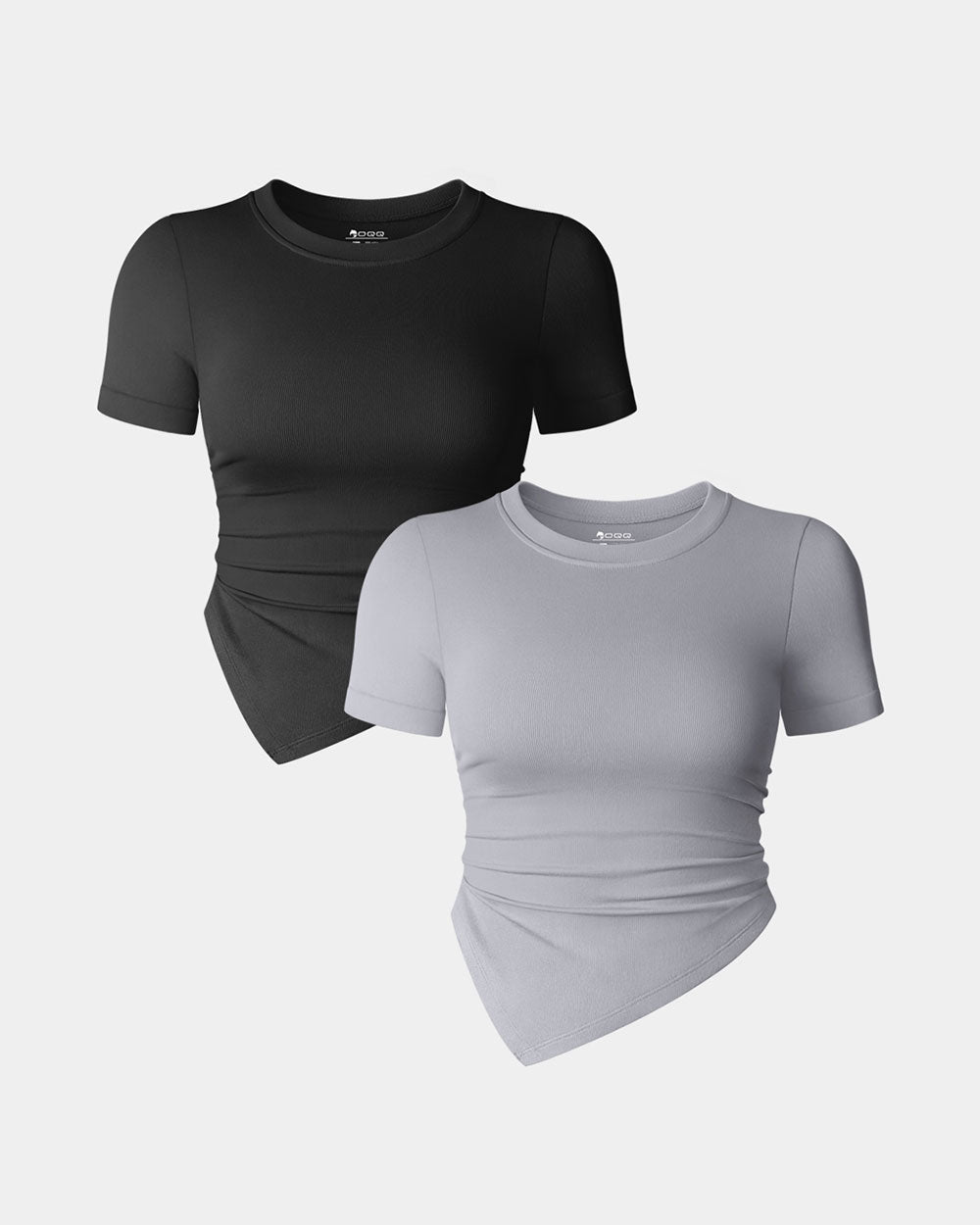Short Sleeve Crew Neck Ruched Tee Shirts