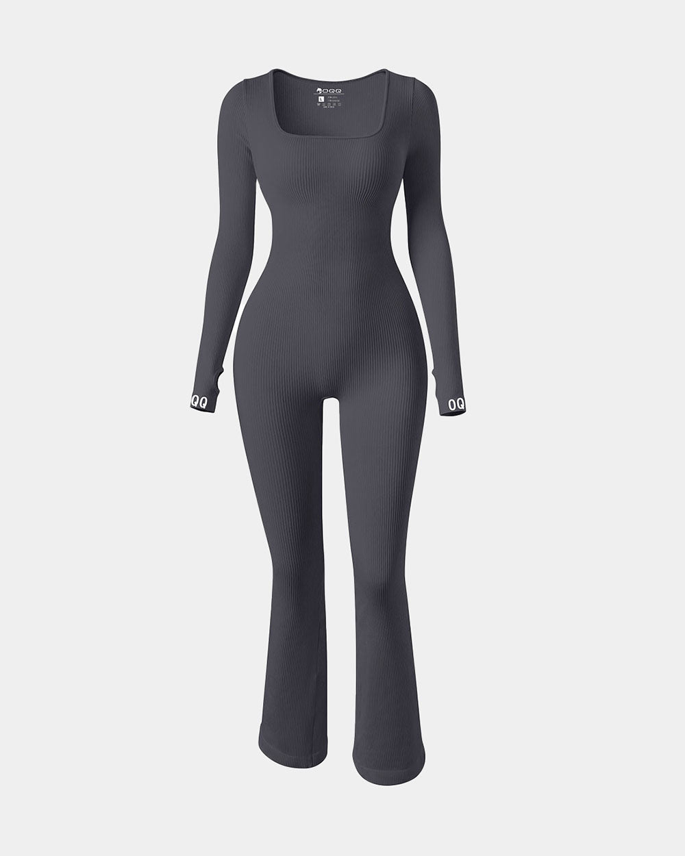 Square Neck Long Sleeve Bell Bottoms Jumpsuits