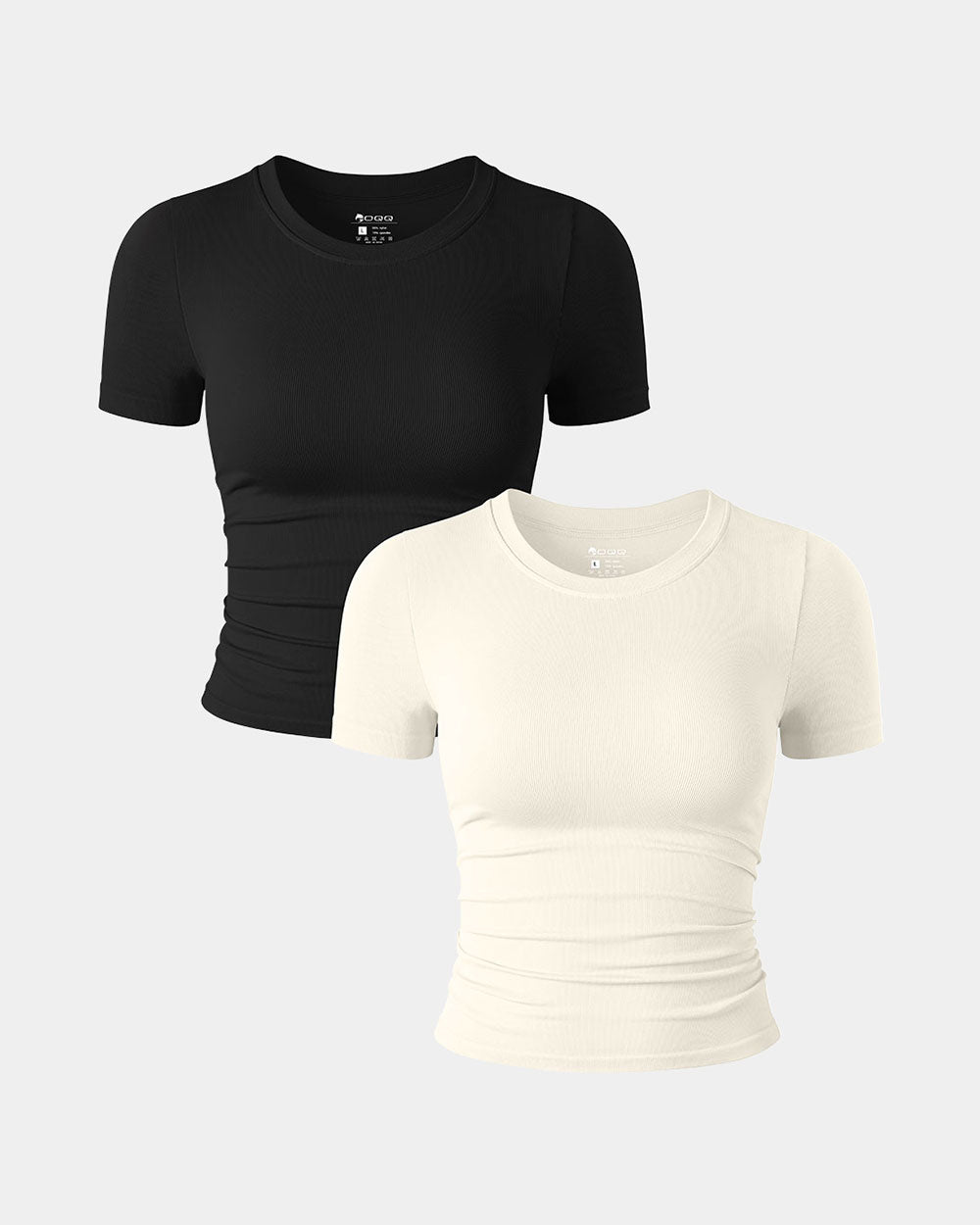 Short Sleeve Neck Ruched  Fitted Crop Tops