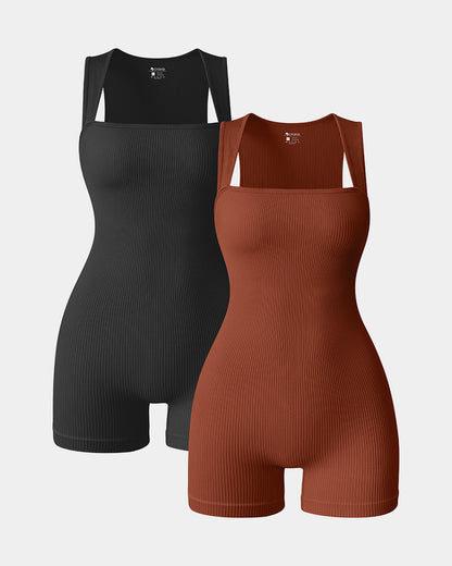 Square Neck Sleeveless Rompers