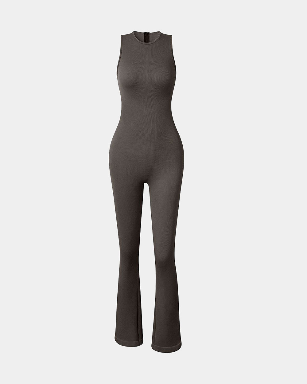 Crew Neck Sleeveless Bell Flare Jumpsuits