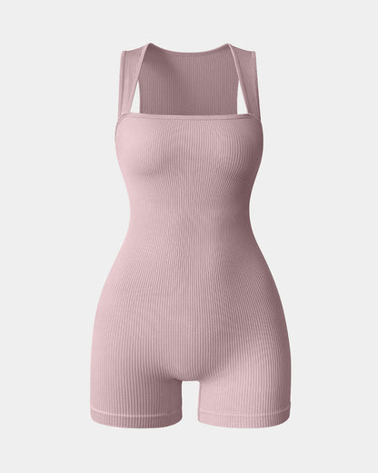 Square Neck Exercise Rompers
