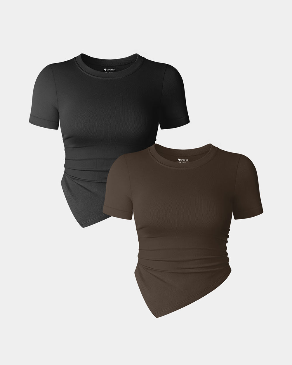 Short Sleeve Crew Neck Ruched Tee Shirts