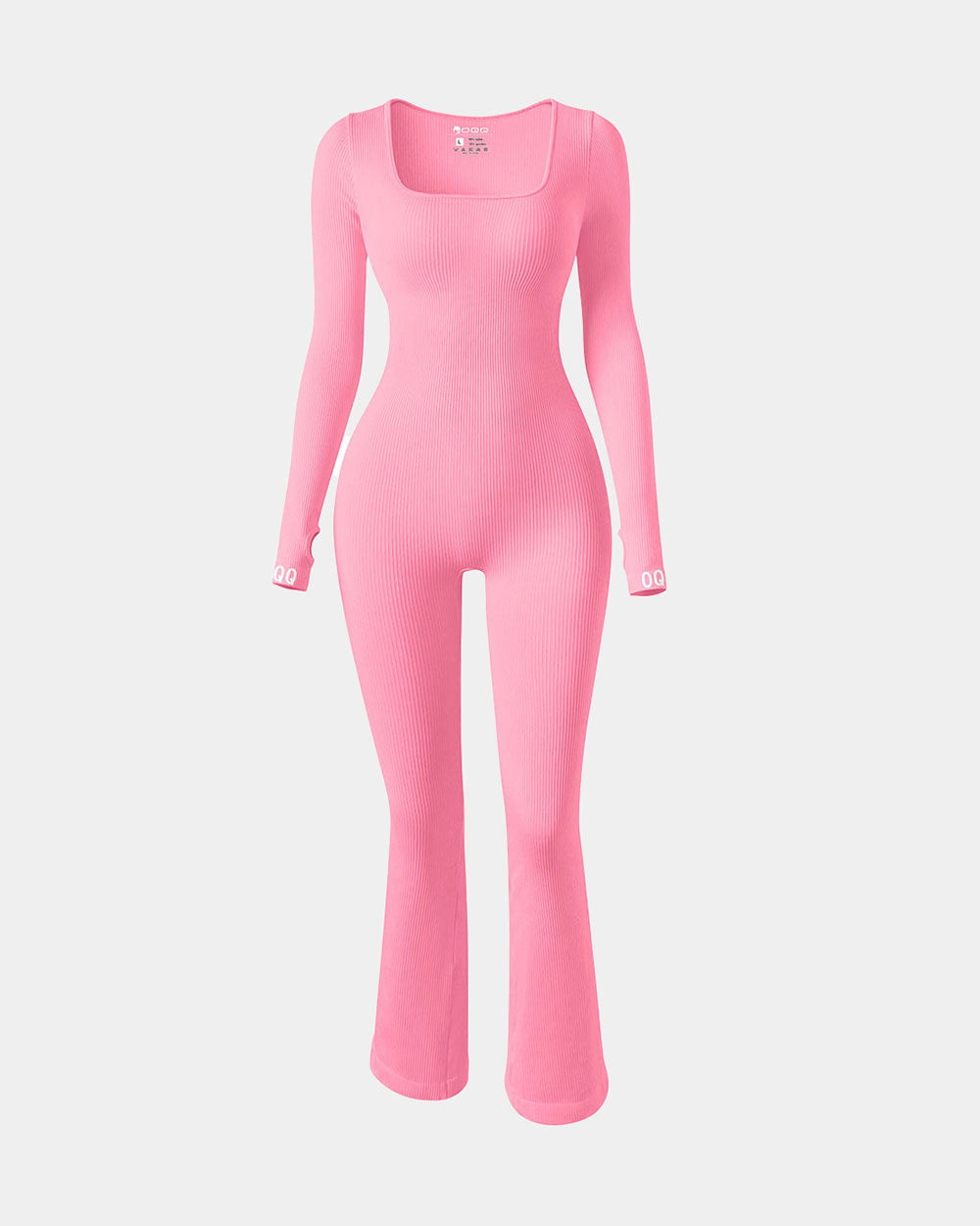 Square Neck Long Sleeve Bell Bottoms Jumpsuits