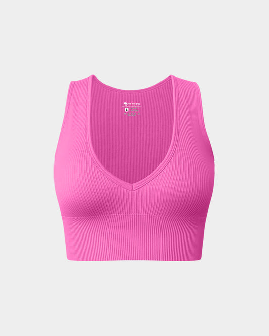 Sleeveless  Deep V Neck   Crop Tops