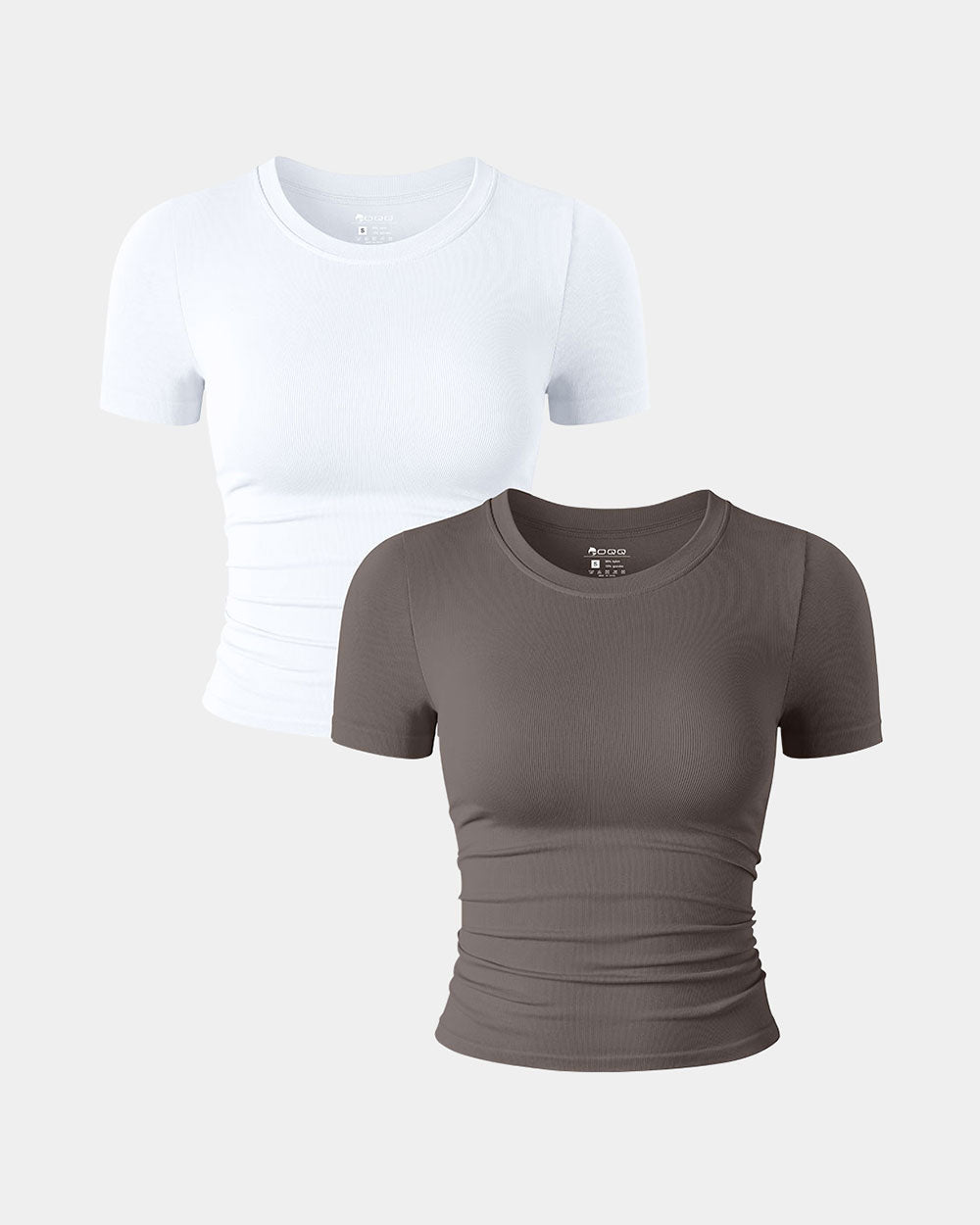 Short Sleeve Neck Ruched  Fitted Crop Tops