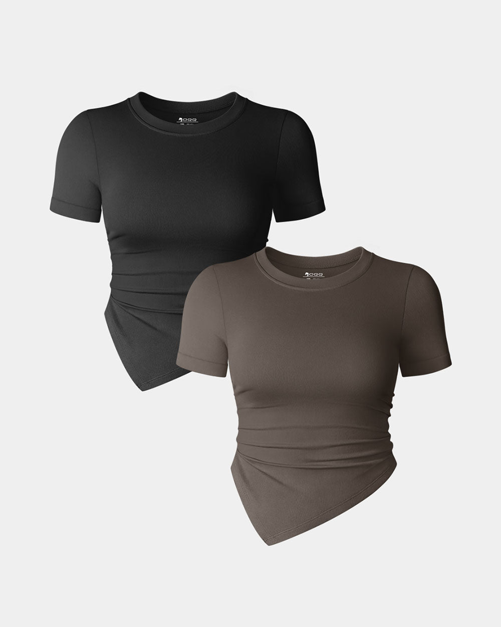 Short Sleeve Crew Neck Ruched Tee Shirts