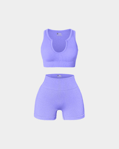 High Waist Leggings with  Cloud-Shaped Collar Sports Bra Exercise Set