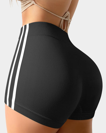 Tummy Control Side Stripes Yoga Seamless Active Shorts