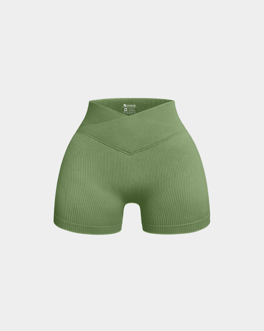 Ribbed Seamless High Waist Cross Over Athletic Shorts