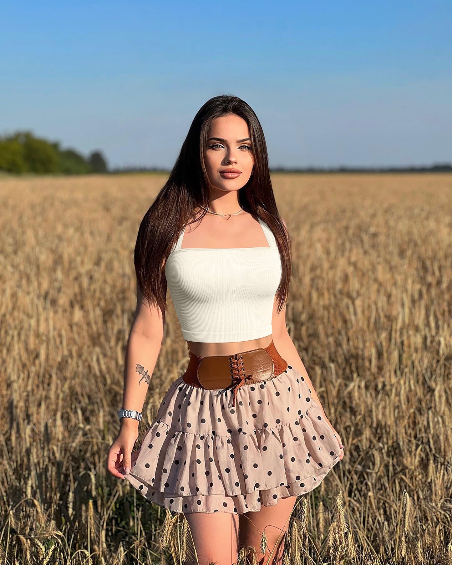 Sleeveless Square Neck Tops