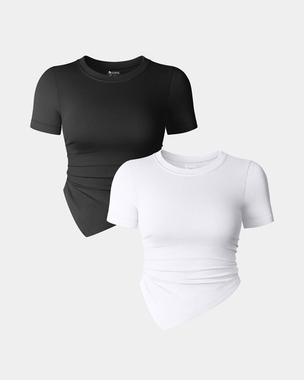 Short Sleeve Crew Neck Ruched Tee Shirts