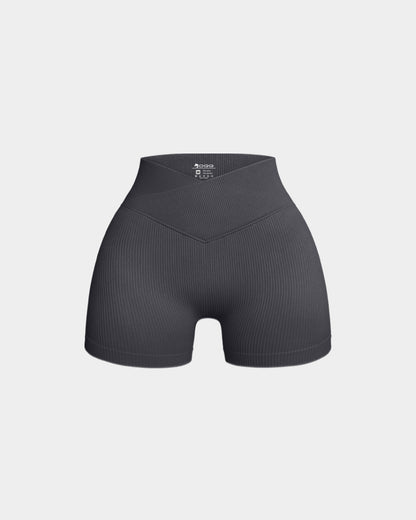 Ribbed Seamless High Waist Cross Over Athletic Shorts