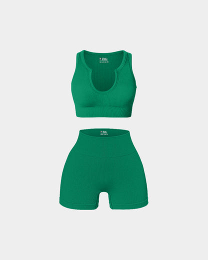 High Waist Leggings with  Cloud-Shaped Collar Sports Bra Exercise Set
