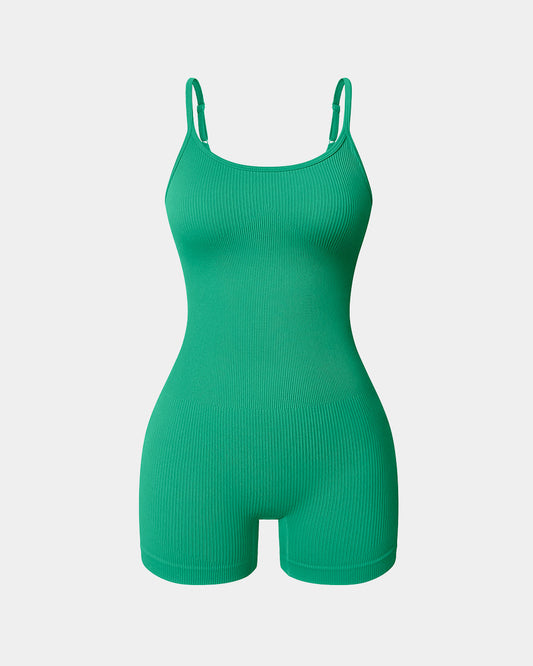 Ribbed Spaghetti Strap Exercise Romper