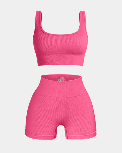 High Waist Leggings with Sports Bra Exercise Set