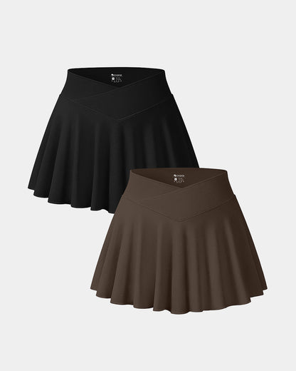Skirts 2 in 1  Cross Over Flared Casual Skirts