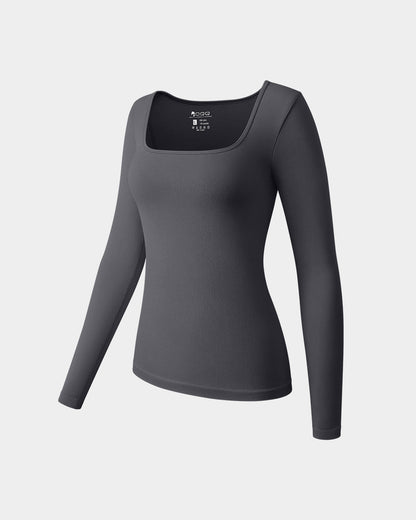 Long Sleeve Square Neck Stretch Fitted Underscrubs Layer