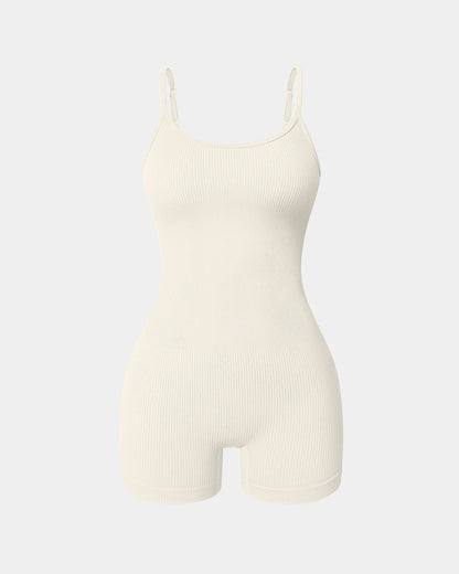 Ribbed Spaghetti Strap Exercise Romper