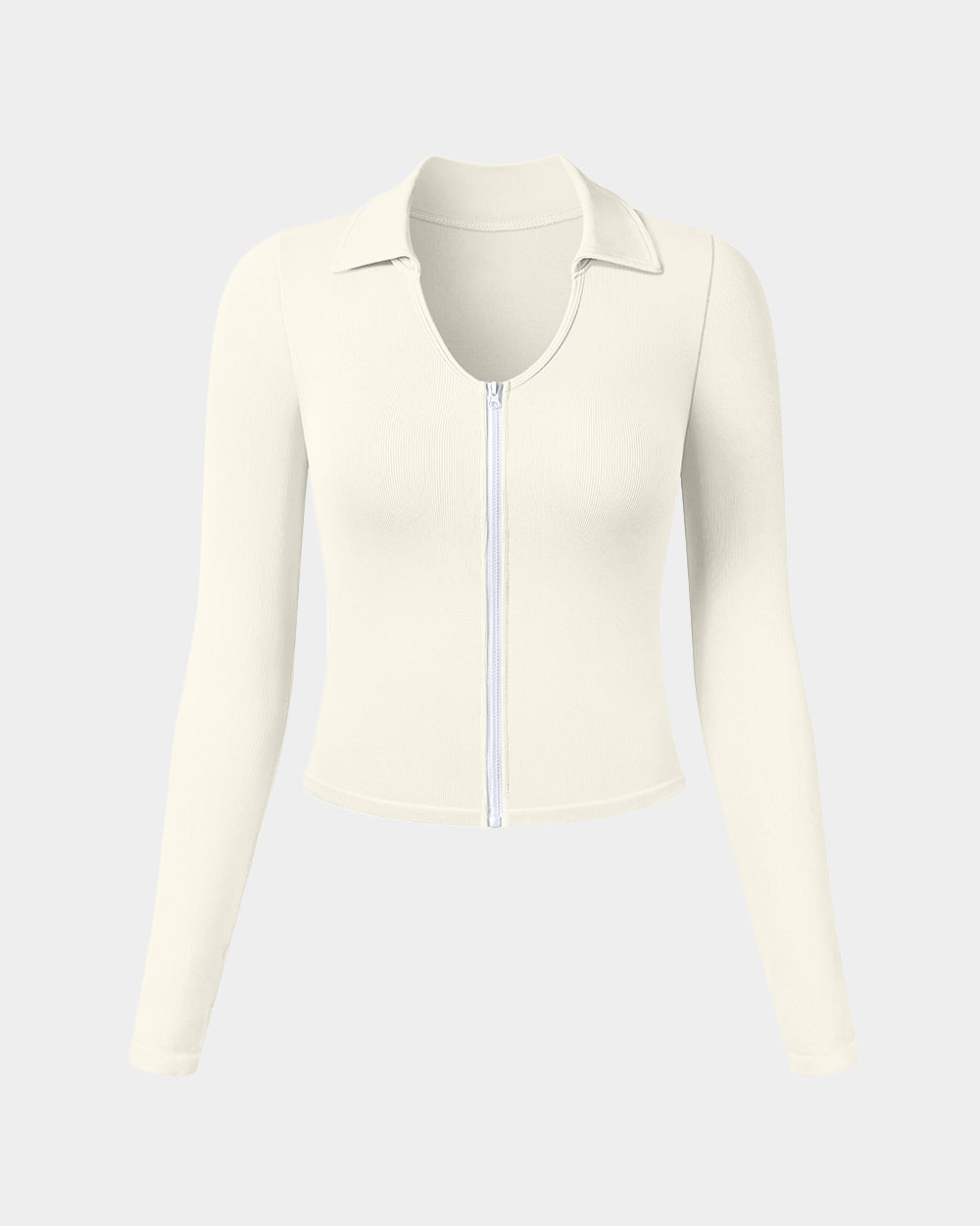 Zipper Fashion Sexy Crop Tops Fitted Tee Shirts