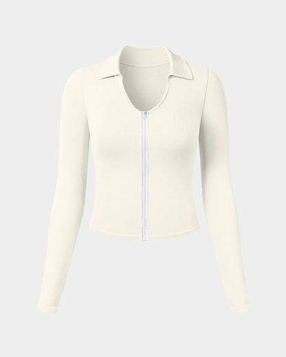 Zipper Fashion Sexy Crop Tops Fitted Tee Shirts